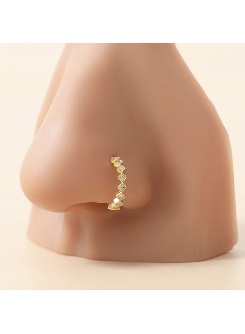 ڤيا ✨ طقم حلق أنف أنيق من 4 قطع بتصميم زهرة ومربع مجعّد للنساء - Image 1